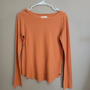 Denim & Supply Ralph Lauren Long Sleeve Orange Waffle Shirt Size Small